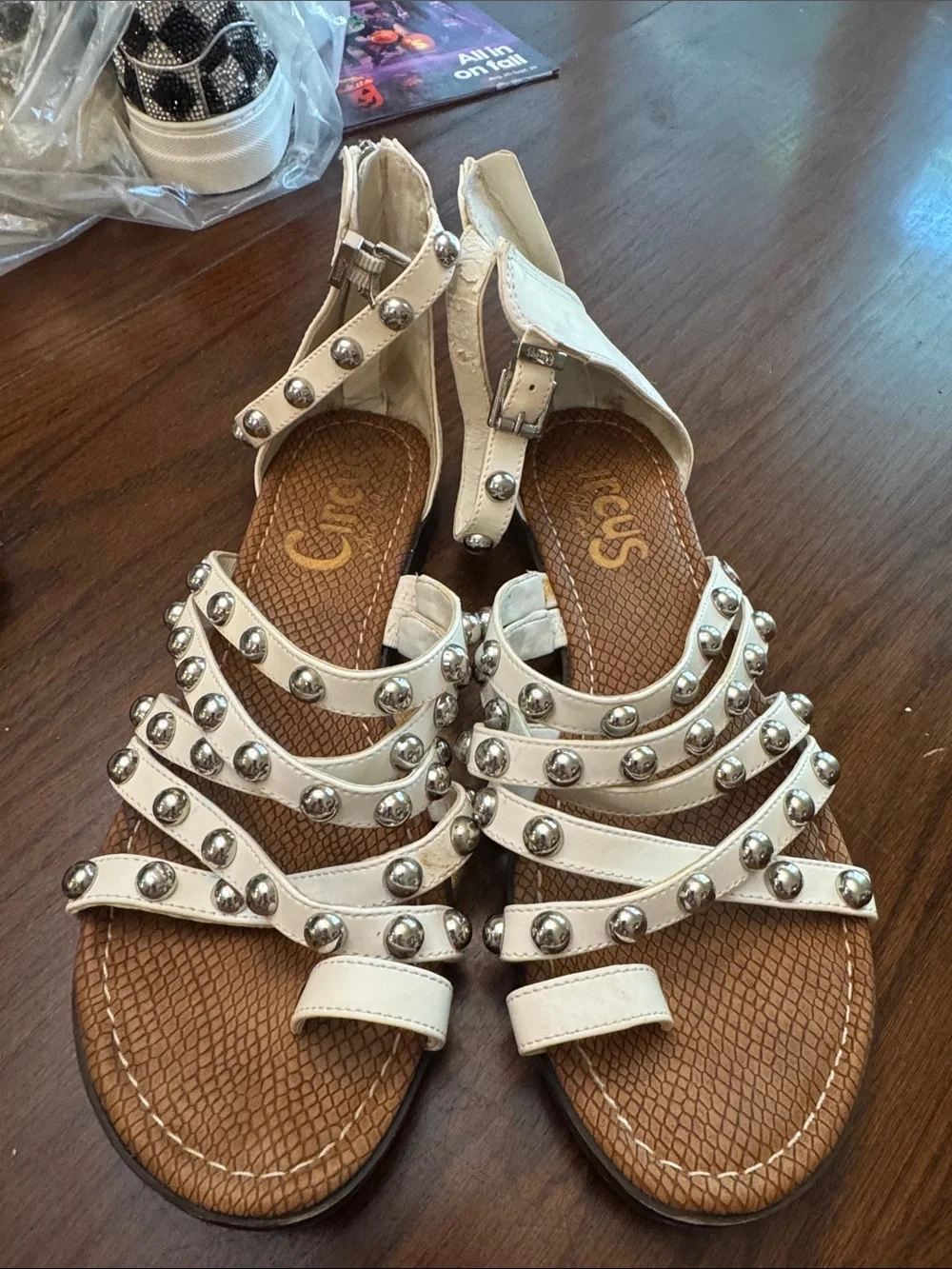 Circus by Sam Edelman White Studded Multi-Strap Sandals